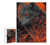 Flaming Wolf Art Print Puzzle 500 Pièces Educa Jouet en Bois Cadeau Unique Décoration Intérieure Jeu Éducatif Challenge Toy Adultes Et Enfants À Partir De 14 Ans 500 PCS