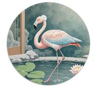 Flamingo 1000 Pièces Puzzle Convient Aux Adultes Et Aux EnfantsJeu Puzzle Rond Décoration Moderne DIY Puzzle Puzzle pour Enfants Décompression Et Cadeau (67.5x67.5cm)