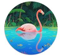 Flamingo 1000 Teile Puzzle Circular Puzzles Für Erwachsene Und Kinder Pädagogisches Für Erwachsene Kinder Buntes Tier Stressabbau-Spielzeug 1000pcs (67.5x67.5cm)