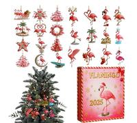 Flamingo advent calendarss 2025, 24 Jours À Rebours Avec Des Figures Acryliques Tropicales Roses, De Beaux Ornements D'arbres De Noël Flamants