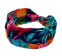 Flamingo Ananas Feuilles Fleur Bandeau Large Élastique Bandeau Antidérapant Twist Noué Sport Entraînement Head Wrap Accessoires Cheveux