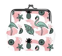 Flamingo Animal Women's PU Leather Coin Wallets Girls Mini Buckle Coin Purse Pouch