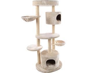 Flamingo Arbre à Chat Inga - Beige et Blanc - 103x50x142 cm - La Plus Grande Sélection de Griffoirs de Qualité Supérieure avec Plateformes, Cachette et Sisal