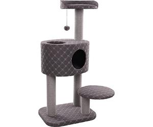 Flamingo Arbre à Chat Spencer - Gris - 65x62,5x109 cm - La Plus Grande Sélection de Griffoirs de Qualité Supérieure avec Plateformes, Sisal et Cachette