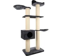 Flamingo Arbre à Chat Sylvester Gris foncé - 147x50x197cm - avec Tapis à griffer en sisal - Hamacs et Plateforme rembourrée