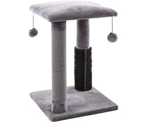Flamingo Arbre à Chat Una - Gris et Foncé - 35x35x48,5 cm - La Plus Grande Sélection de Griffoirs de Qualité Supérieure avec Sisal et Plateforme Compacte