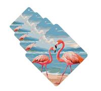 Flamingo Beach Lot de 4 désodorisants carrés à suspendre pour voiture, maison, bureau, placard, salle de bain