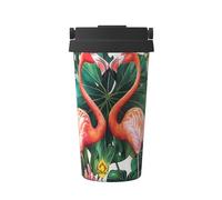 Flamingo Bird Gobelet à café isotherme en acier inoxydable à double paroi pour boissons chaudes et froides, 500 ml, parfait pour les déplacements, le bureau, la maison