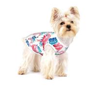 Flamingo Bird Green Plant Leaf Print Adorable Coton Petit Chien Vêtements Pet Shirt Pet Shirt Doux Respirant Sans Manches pour Chiot, Chat et Chihuahua
