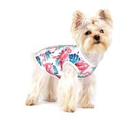 Flamingo Bird Green Plant Leaf Print Débardeur léger pour chiens de petite taille T-shirt extensible sans manches