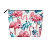 Flamingo Bird Green Plant Leaf Print Single Layer Faux Chanvre Trousse de maquillage Fermeture éclair Accessoires pour femme Noir Taille unique, Noir/blanc, One Size