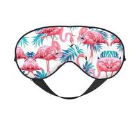 Flamingo Bird Green Plant Leaf Printing Polyvalent Aide au repos Masque pour les yeux Double face pour le yoga, le camping, Masque doux pour les yeux