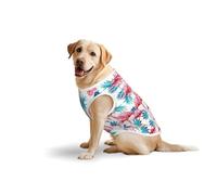 Flamingo Bird Green Plant Leaf T-shirt décontracté sans manches pour animal de compagnie, gilet pour chien, imprimé en coton doux pour animaux de compagnie, T-shirt respirant pour grand chien (3xl-5XL