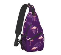 Flamingo Bird Pattern Crossbody Bag Casual Sling Shoulder Backpack pour Hommes Femmes Unisexe Petit Sac à Dos de Randonnée Durable Randonnée Daypack
