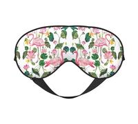 Flamingo Bird Round Leaves Printing Polyvalent Aide au Repos, Masque de Sommeil Doux pour les Yeux Double Face pour Yoga, Camping