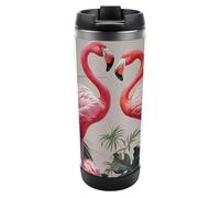 Flamingo Birds on Background Gobelet en acier inoxydable de 355 ml avec couvercle, tasse à café portable, étanche, isotherme, tasse de voyage pour boissons chaudes/froides, salle de sport et bureau
