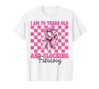 Flamingo Birthday I Am 70 Years Old and Flocage Fabulous T-Shirt