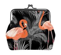 Flamingo Black Portefeuilles en Cuir PU pour Femmes avec Mini Boucle Porte-Monnaie pour Filles