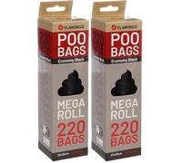 Flamingo Blekz Sacs à Déjections Canines Basic - 220 Pièces, Noir, Extra-Résistants et Pratiques, Idéal pour Labrador, Beagle, Bulldog et Golden Retriever (Lot de 2)