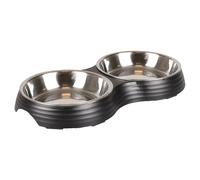 Flamingo Bol Pour Chats Aschau Duo 28X19,8Cm Mat Noir Antidérapant 700Ml
