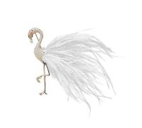 Flamingo Broche à thème à plumes avec pierres de zirconium Costume à revers léger pour costume de manteau Pull Vêtements de mode Bijoux Symbolique Flamant rose Cadeau, taille unique, Comme décrit