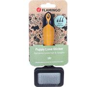 Flamingo Brosse Carde pour Chiot - Poils Métalliques Souples avec Embouts Arrondis - Ergonomique et Douce - Idéale pour le Premier Toilettage des Jeunes Chiens