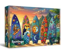 Flamingo by Trefl, Aventure des vagues d'été - Puzzle 400 éléments - Puzzle à faire soi-même, graphiques tendance, express coloré, emballage type coquillage, pour adultes et enfants à partir de 10 ans