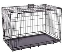Flamingo Cage pour Chien Pliable - 2 Portes - Porte coulissante Unique - Plateau Amovible, 93 x 59 x 62.5 cm, Taille L, Noir