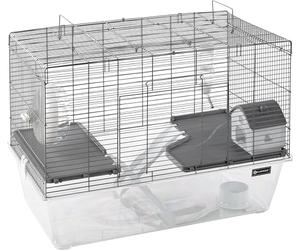Flamingo Cage pour Hamster Rafi - Grise - 63x36,5x44,5 cm - avec Roue et Plateformes