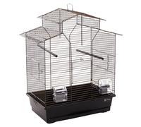Flamingo Cage Pour Perroquets Sittich 1 Noir 51x30x60cm Avec Gamelles & Perchoir