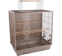 Flamingo Cage pour Perruche Ibis Taupe - 81x21x68cm - Cage pour Oiseaux - 4 Portes à charnières - Tiroirs en Plastique extractibles