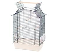 Flamingo Cage pour Perruche Solor Sky Bleu Blanc Maison - 49x31x65cm - 3 perchoirs en Bois - 4 gamelles Amovibles