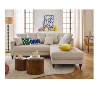 Flamingo - canapé d'angle droit 4 places convertible en velours - Beige