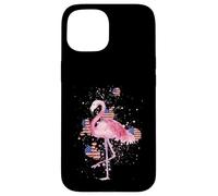 Flamingo Chapeau patriotique 4 juillet Fête Indépendance Coque pour iPhone 15