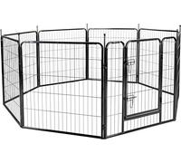 Flamingo Chenil pour Chien Zecta Noir - 205x196x80cm - en Acier Galvanisé | Grand Espace Sécurisé, Résistant aux Intempéries, avec Porte à Verrou