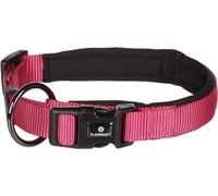 Flamingo Collier Abbi Rouge cérise S 40-45cm 20mm - Réglable en continu et avec Boucle à clic - Anneau en métal pour Laisse et décharge de Traction pour réduire la Pression