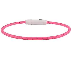 Flamingo Collier Chien Lumineux et Rechargeable Leora Rose - One Size Fits All - câble Micro USB Inclus - IP44 - Visible jusqu'à 500 m - 3 Positions