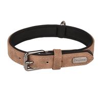 Flamingo Collier Delu Braun Similicuir Collier pour Chien Avec Neoprenfutter