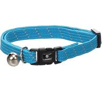 Flamingo Collier pour Chat Elza Bleu - 20-34cm x 10mm x 2mm - avec Clochette et matériau élastique pour la sécurité | Réglable en continu, Réfléchissant et s'illumine dans l'obscurité