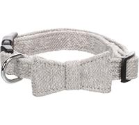 Flamingo Collier pour Chien avec Nœud Nelson Gris - Taille XS 25-40cm 15mm - Réglable en Nylon avec Fermeture Clip - Noeud détachable | Élégant, Solide et Confortable