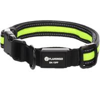 Flamingo Collier pour Chien LED Flitzy Noir/Jaune L - 42-63cm 25mm - Réfléchissant, Réglable et Sécurisé, Idéal pour Labrador, Border Collie, Husky et Berger Australien