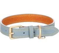 Flamingo Collier pour Chien Virginia Bleu Clair M/L 38-48cm 25mm - avec Un Anneau pour étiquette d'identification - Cousu pour Une Plus Grande résistance