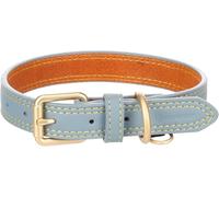 Flamingo Collier pour Chien Virginia Bleu Clair S/M 31-39cm 20mm - avec Un Anneau pour étiquette d'identification - Cousu pour Une Plus Grande résistance