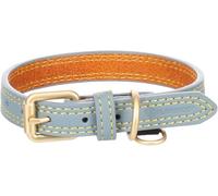 Flamingo Collier pour Chien Virginia Bleu Clair XS/S 24-30cm 15mm - avec Un Anneau pour étiquette d'identification - Cousu pour Une Plus Grande résistance