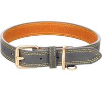 Flamingo Collier pour Chien Virginia Gris L 43-53cm 25mm - avec Un Anneau pour étiquette d'identification - Cousu pour Une Plus Grande résistance
