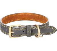 Flamingo Collier pour Chien Virginia Gris M/L 38-48cm 25mm - avec Un Anneau pour étiquette d'identification - Cousu pour Une Plus Grande résistance