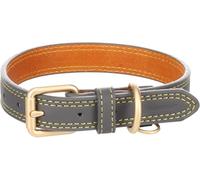 Flamingo Collier pour Chien Virginia Gris S/M 31-39cm 20mm - avec Un Anneau pour étiquette d'identification - Cousu pour Une Plus Grande résistance
