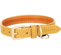 Flamingo Collier pour Chien Virginia Jaune XS/S 24-30cm 15mm - avec Un Anneau pour étiquette d'identification - Cousu pour Une Plus Grande résistance