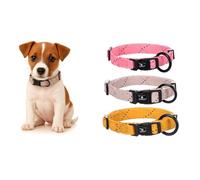 Flamingo Collier pour Chiot Dolly Taupe S - 30-45cm 15mm - avec Boucle à clic et Bandes réfléchissantes