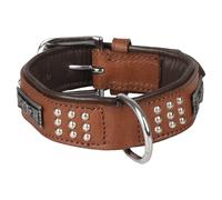 Flamingo Collier Sedona Cuir Rivets Braun pour Chiens - Haute Qualité & Robuste